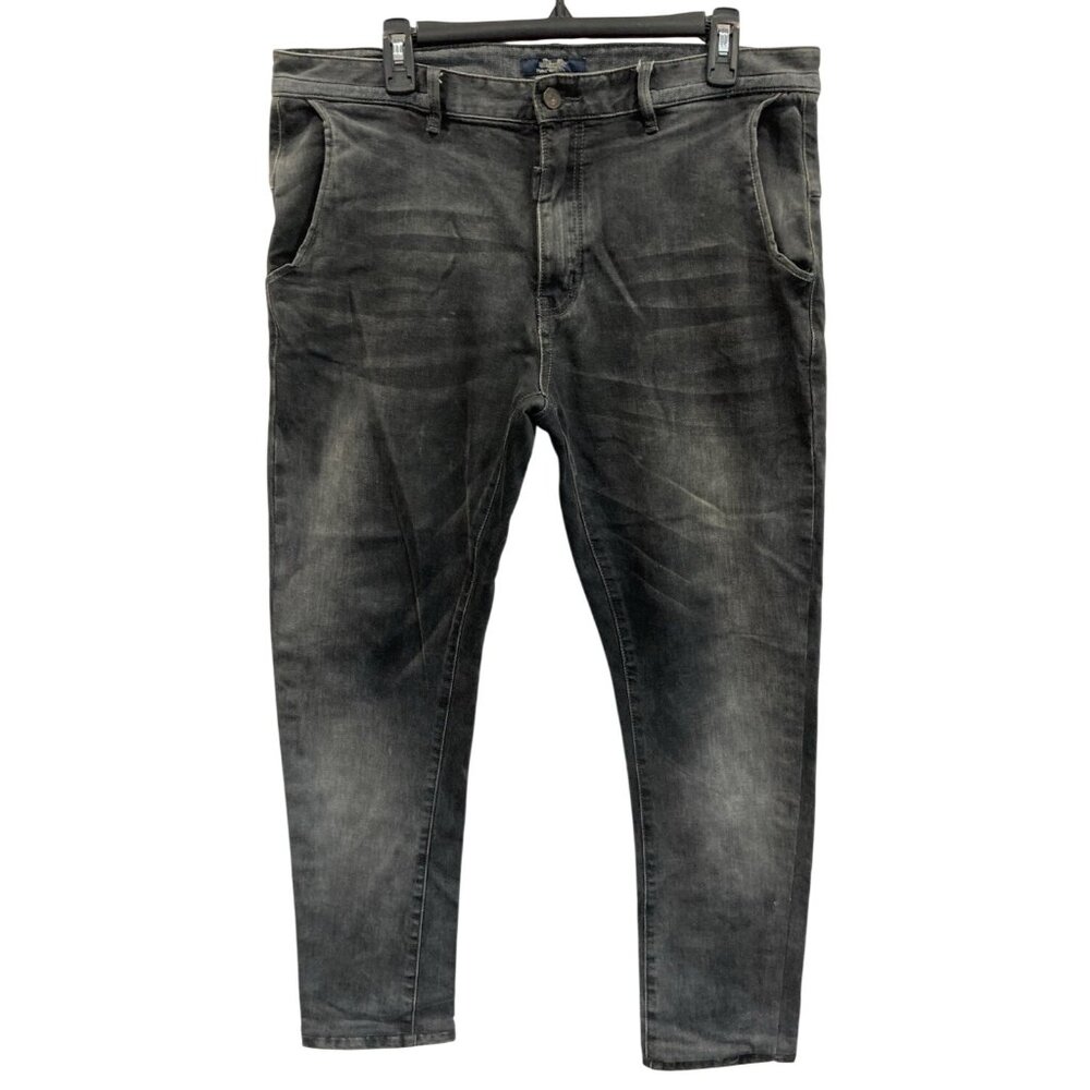 Maersi Slim Fit Jeans 36x28 Tapered Leg Black Distressed Denim Moto Streetwear